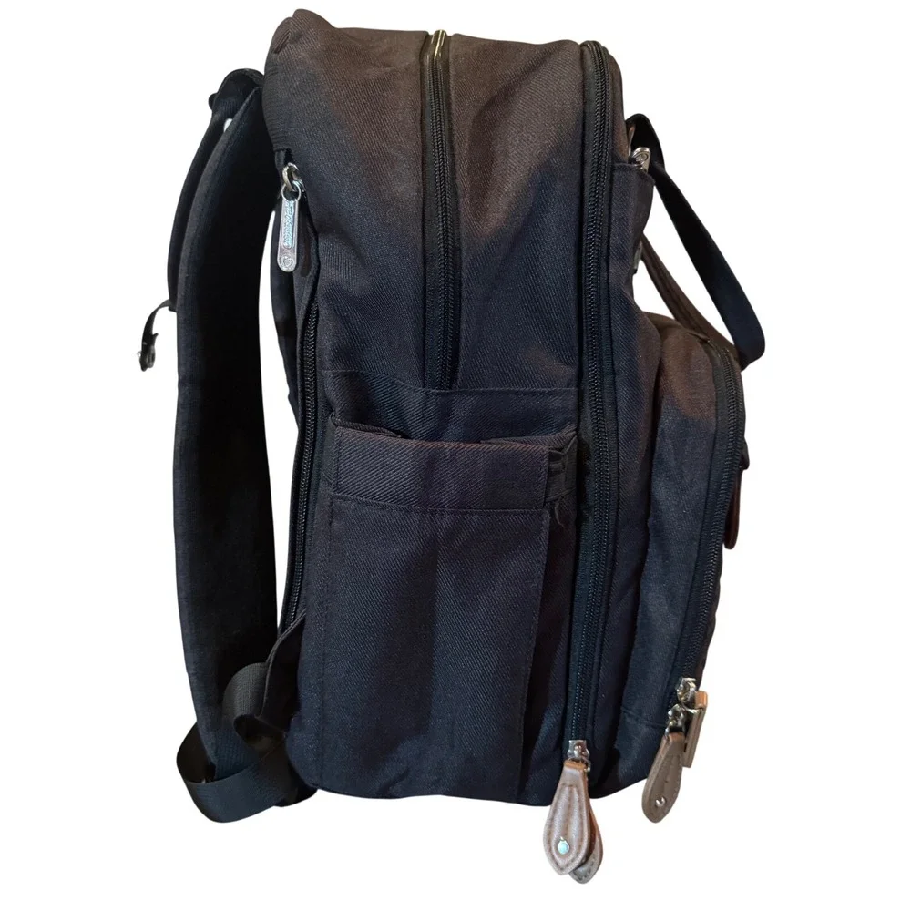 Dikaslon Black Diaper Bag Backpack With Pacifier Case & Stroller Straps
